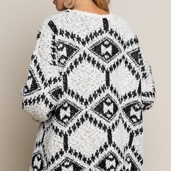 Azeala Waterfall Aztec Popcorn Cardigan Sweater - Picture 7 of 12